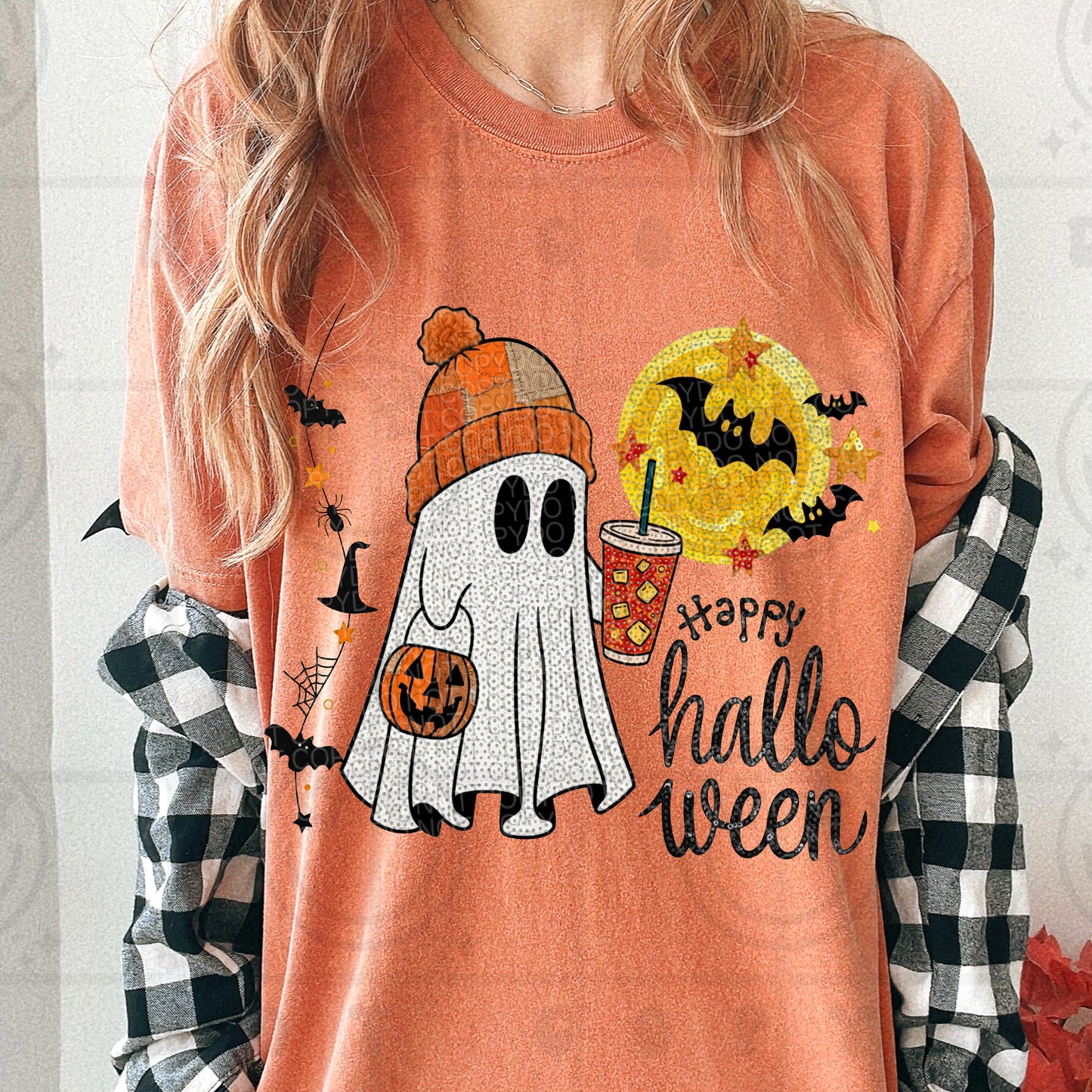 Faux Sequin Happy Halloween Graphic Tee