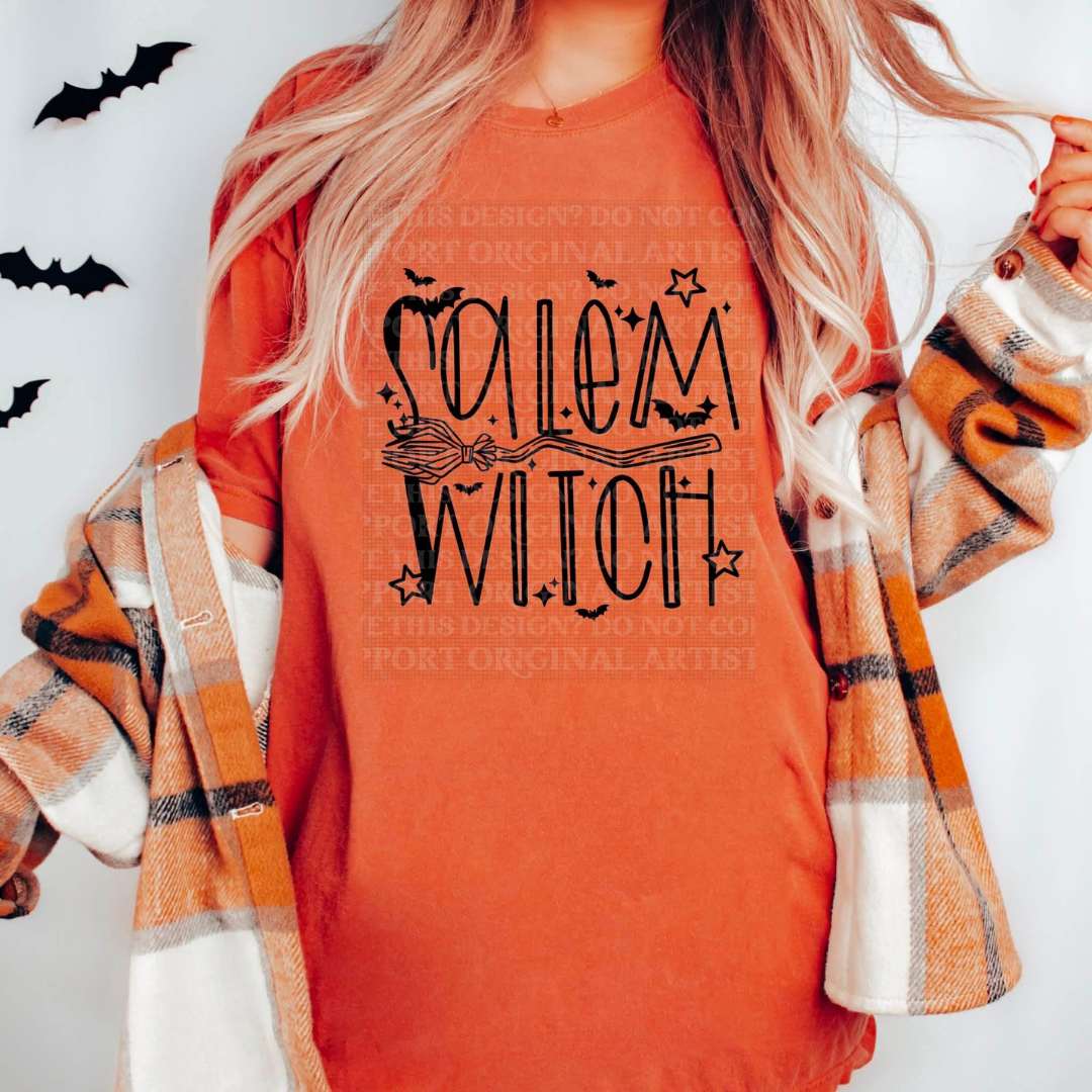 Salem Witch Black Text Graphic Tee