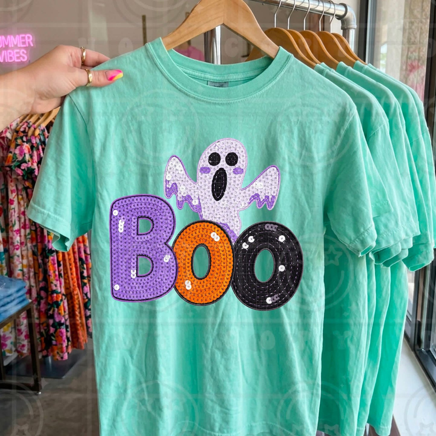 Faux Sequin Boo Graphic Tee