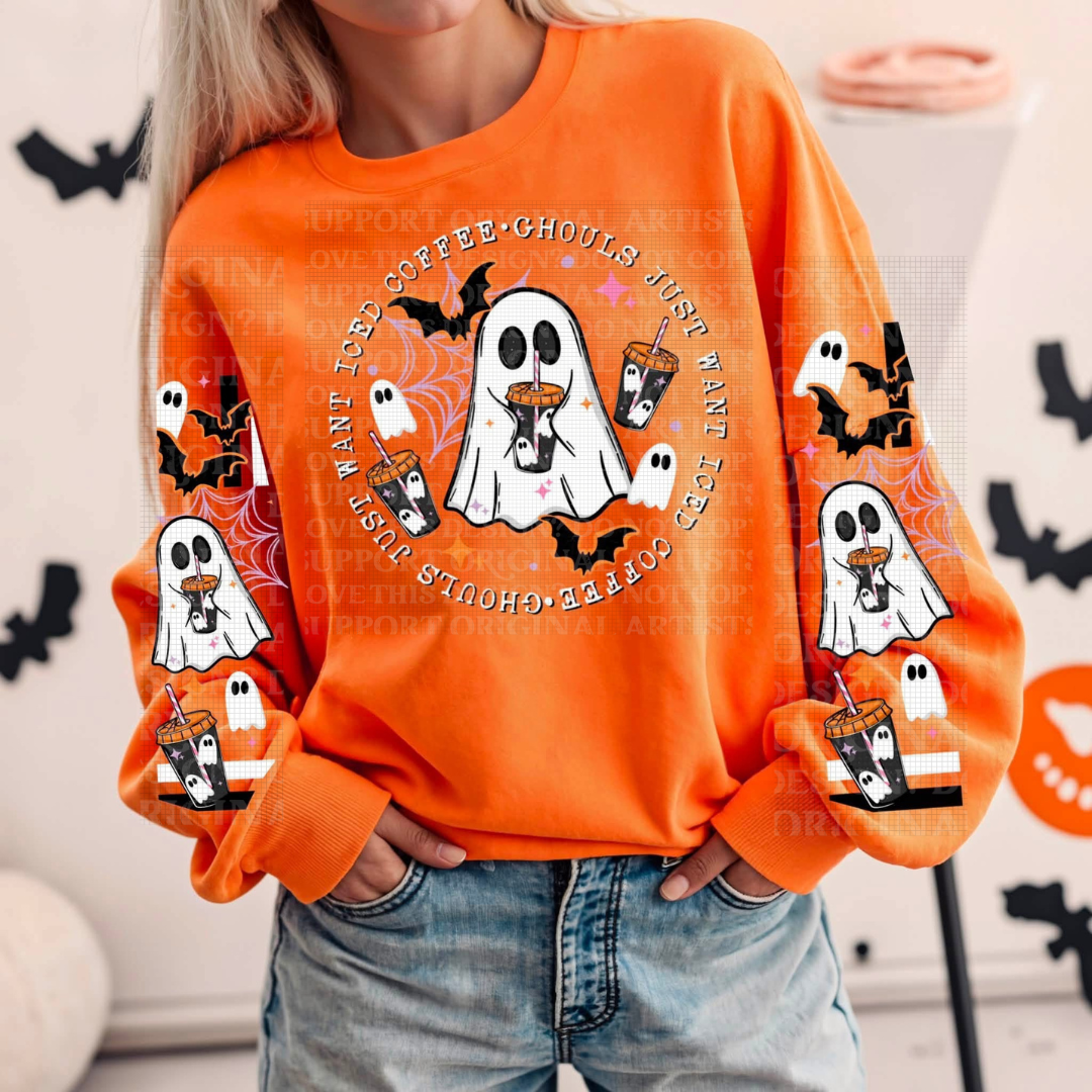 Ghouls Just Want Iced Coffee Graphic Sweatshirt