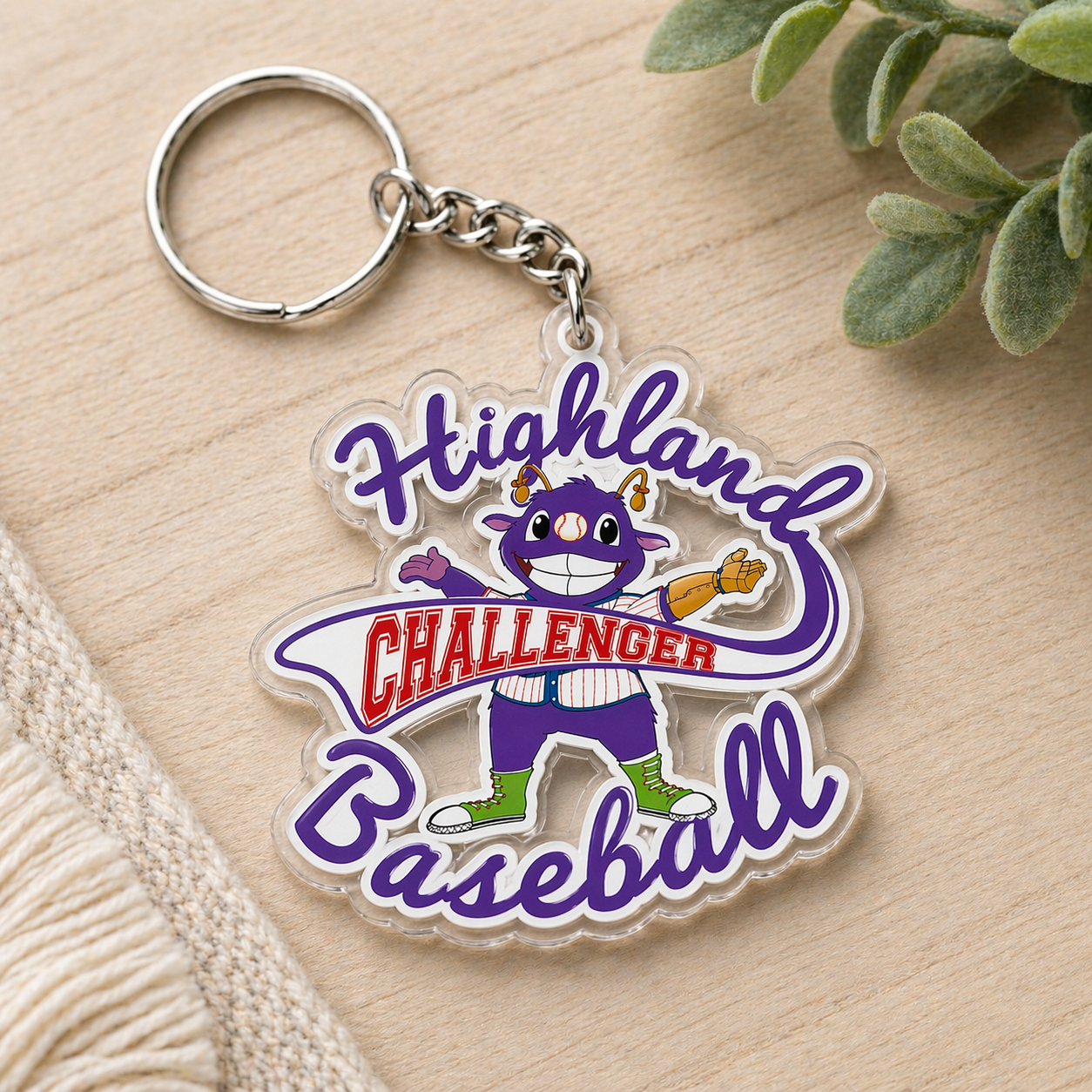 Highland Challenger Baseball Acrylic Keychain