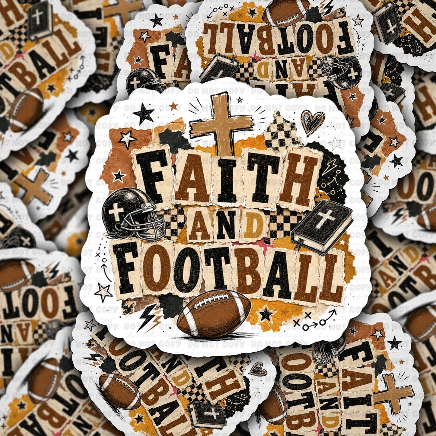 Faith And Football Vinyl Die-Cut Sticker