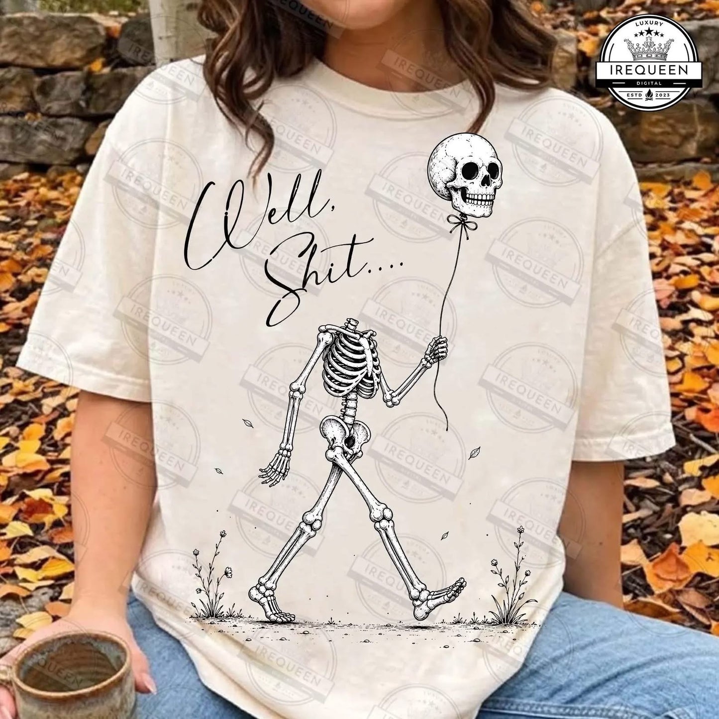 Well Shitβ¦ Skeleton Balloon β Funny Halloween Graphic Tee πππ€