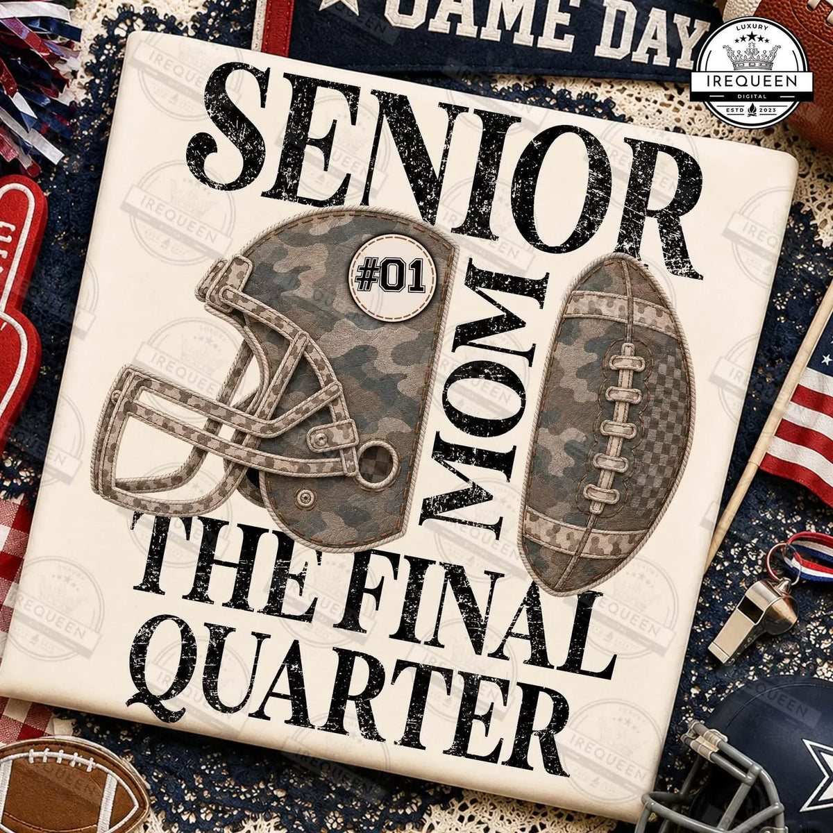 **Senior Mom Final Quarter Football Graphic Tee or Sweatshirt – Game Day Senior Year Shirt**