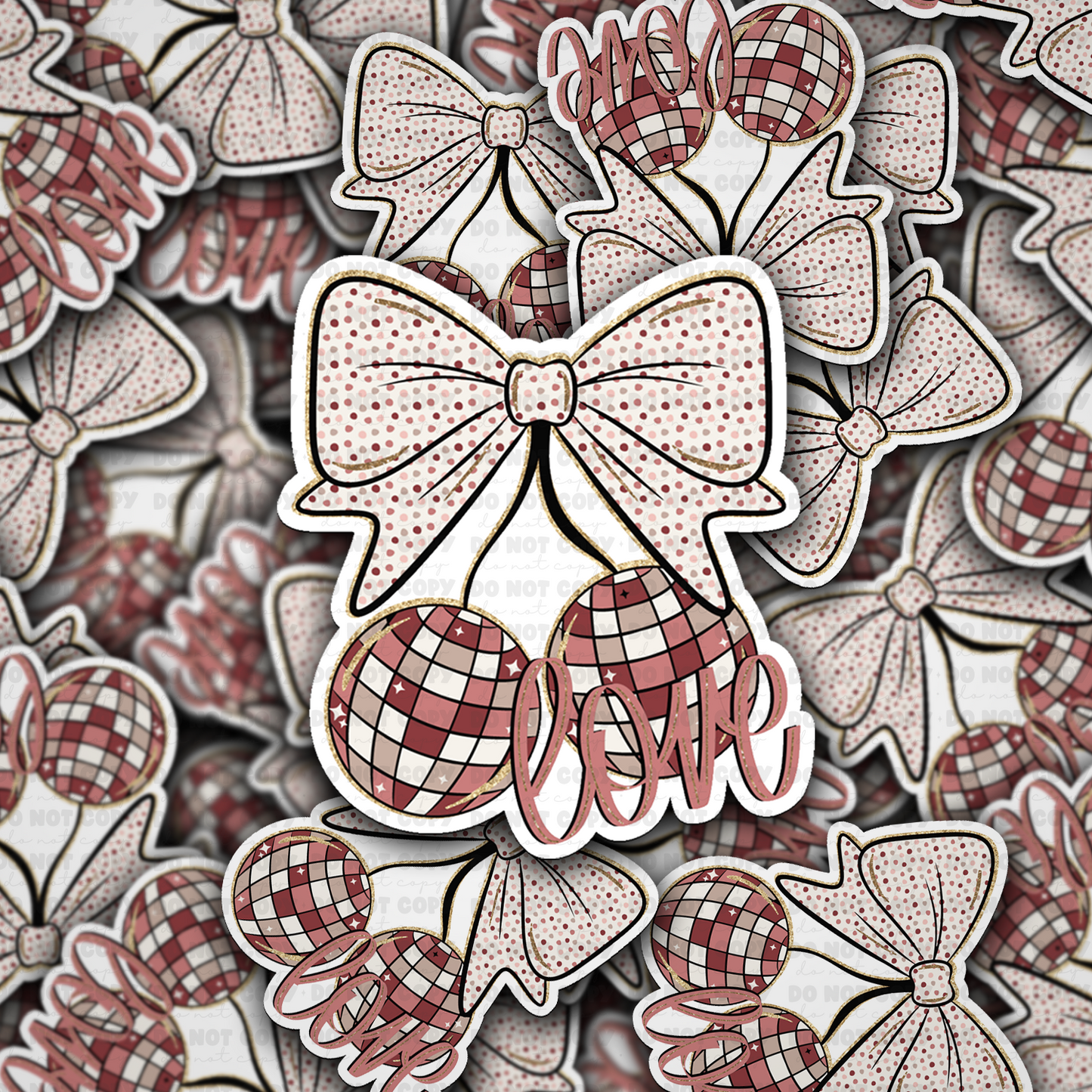 Love cherry bow vinyl die-cut sticker