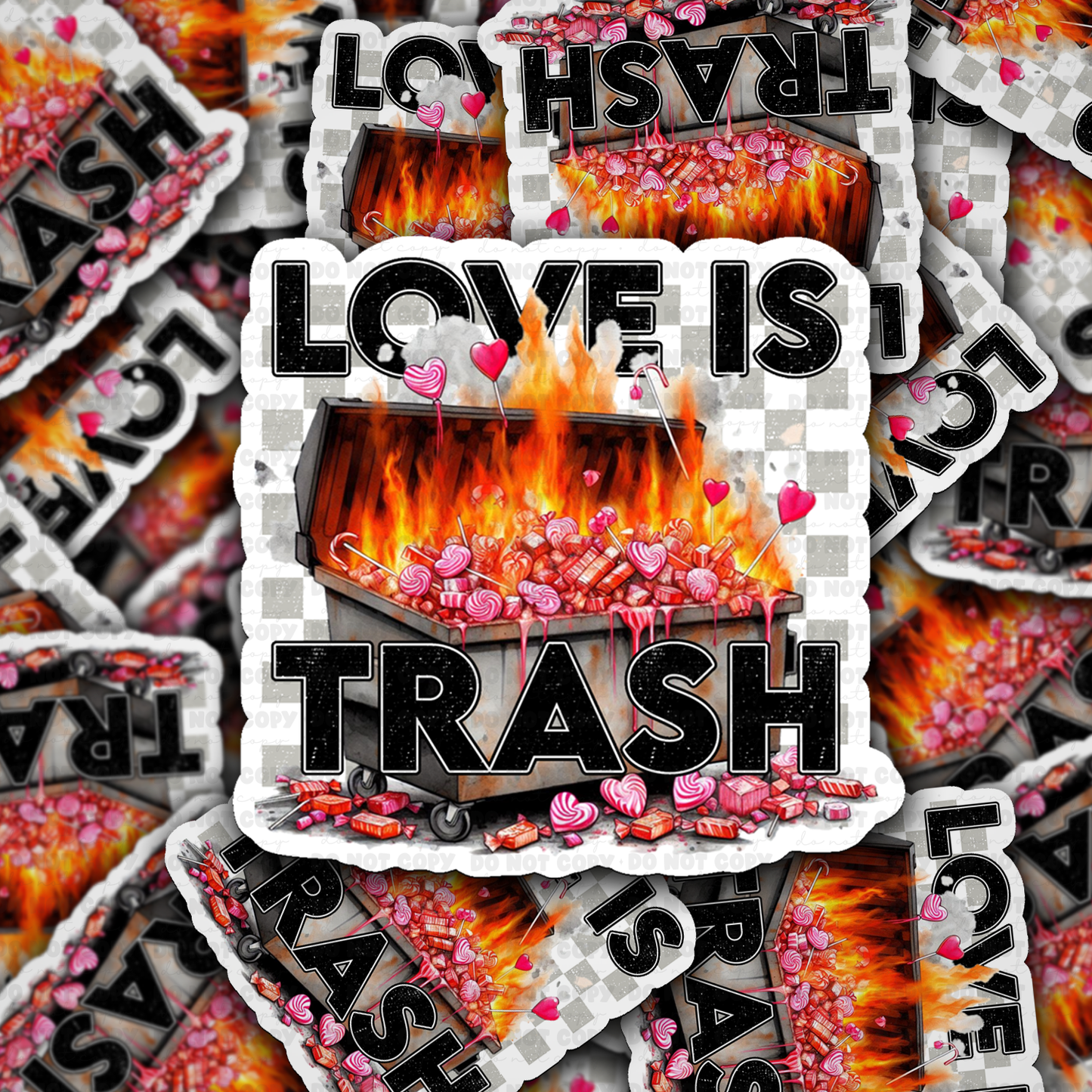 Love is trash vinyl die-cut sticker
