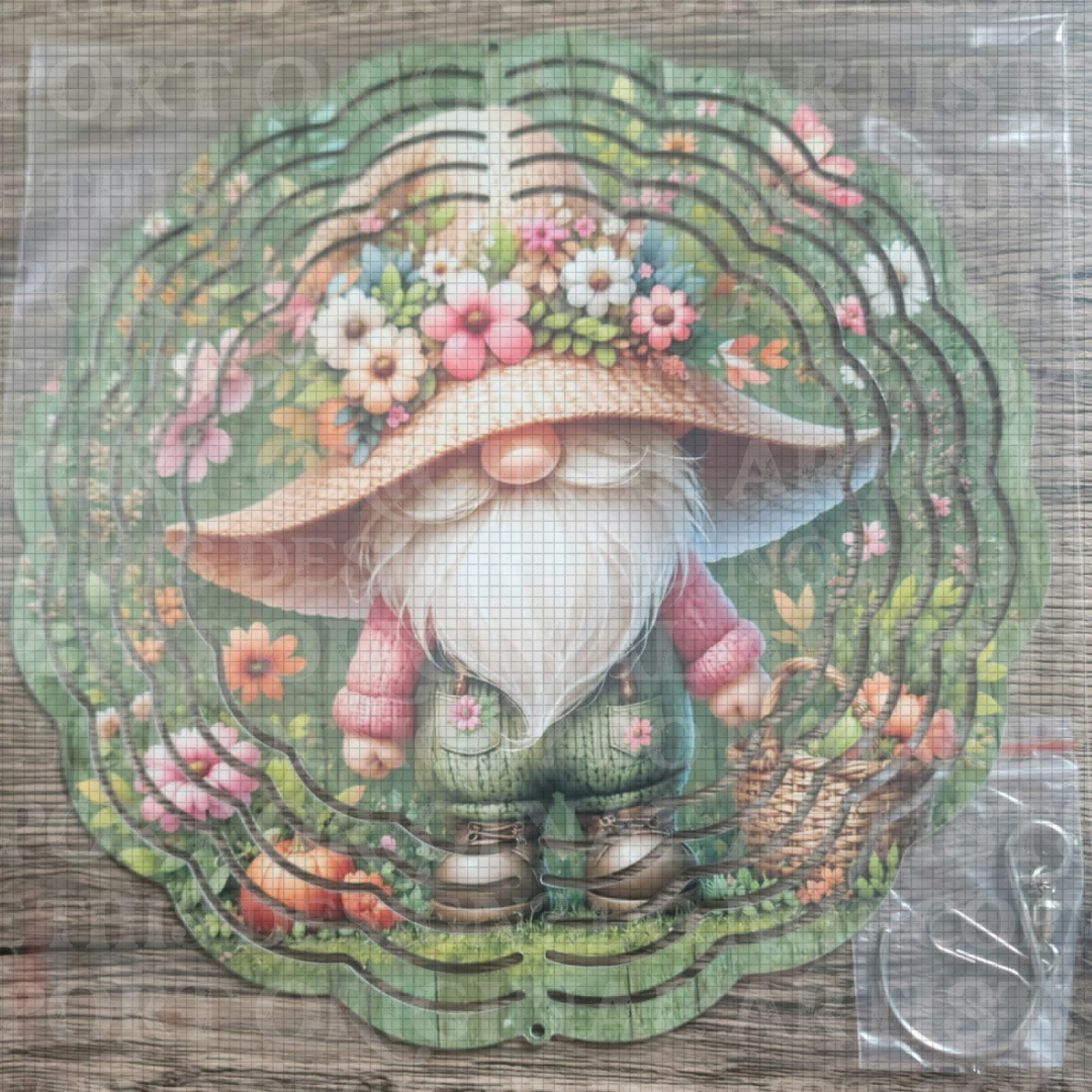 Gnome & Blooms 8 Inch Sublimated Wind Spinner