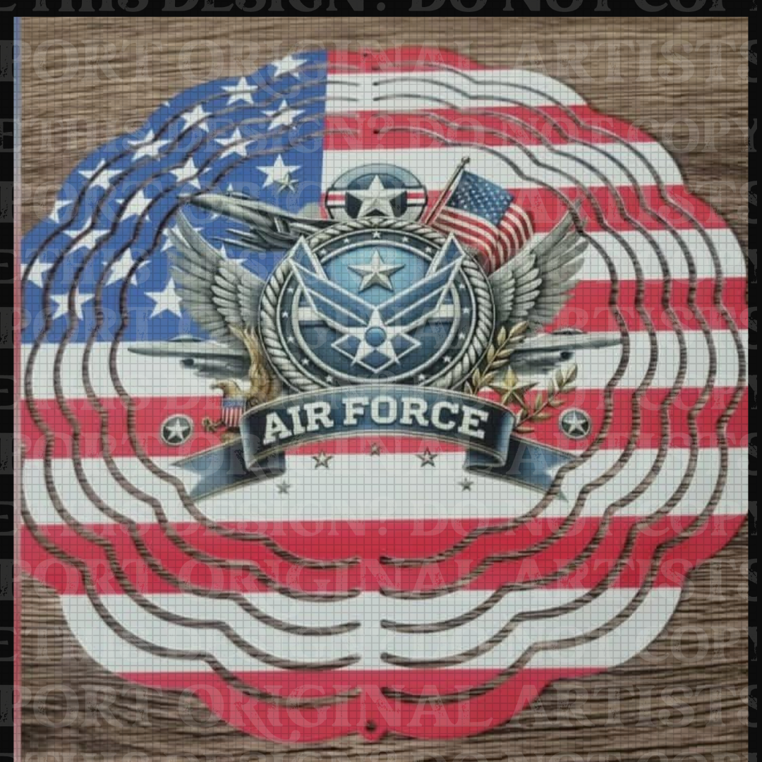 Air Force American Flag 8 Inch Sublimated Wind Spinner