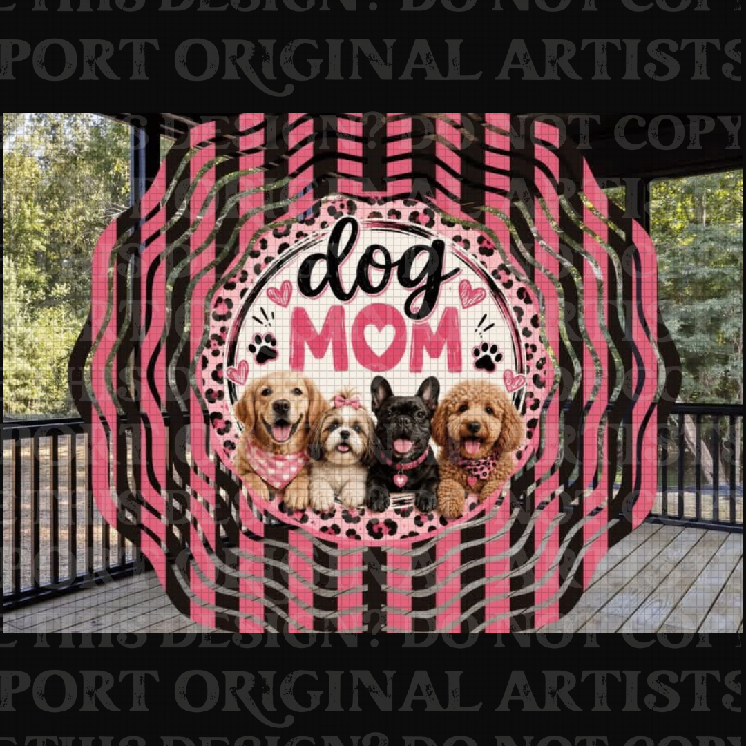 Striped Dog Mom 8 Inch Sublimated Wind Spinner