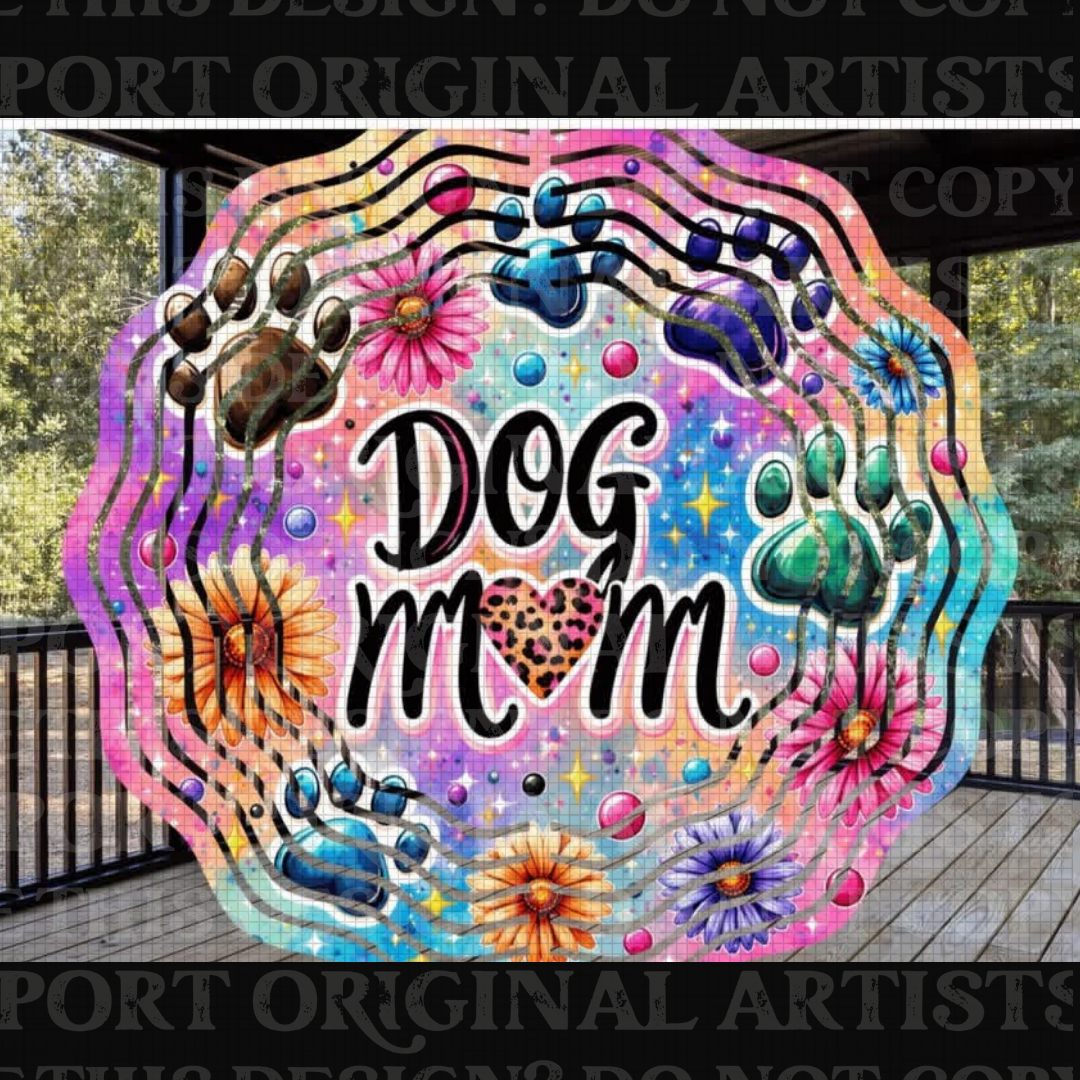 Groovy Dog Mom 8 Inch Sublimated Wind Spinner