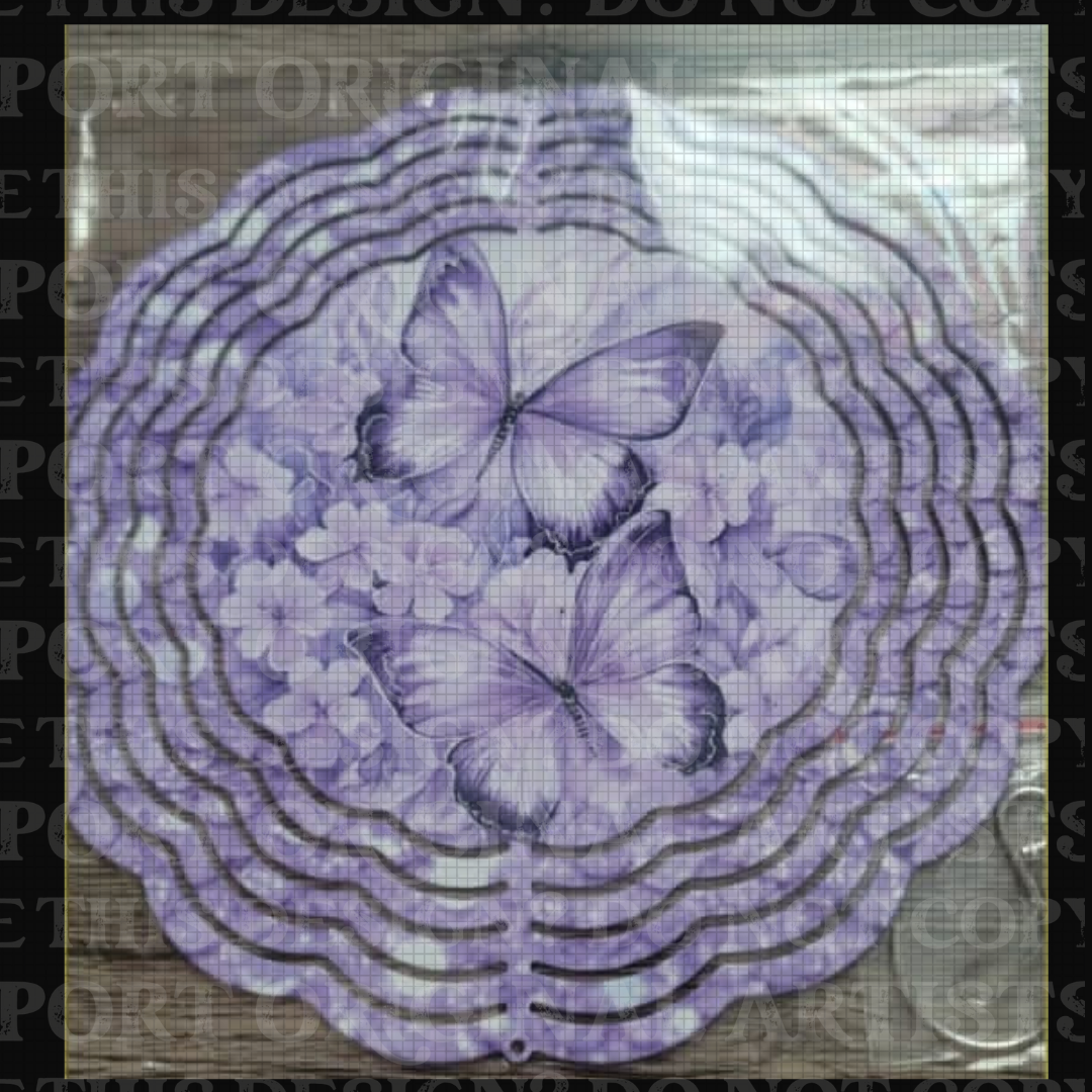 Butterflies In Bloom Purple 8 Inch Sublimated Wind Spinner