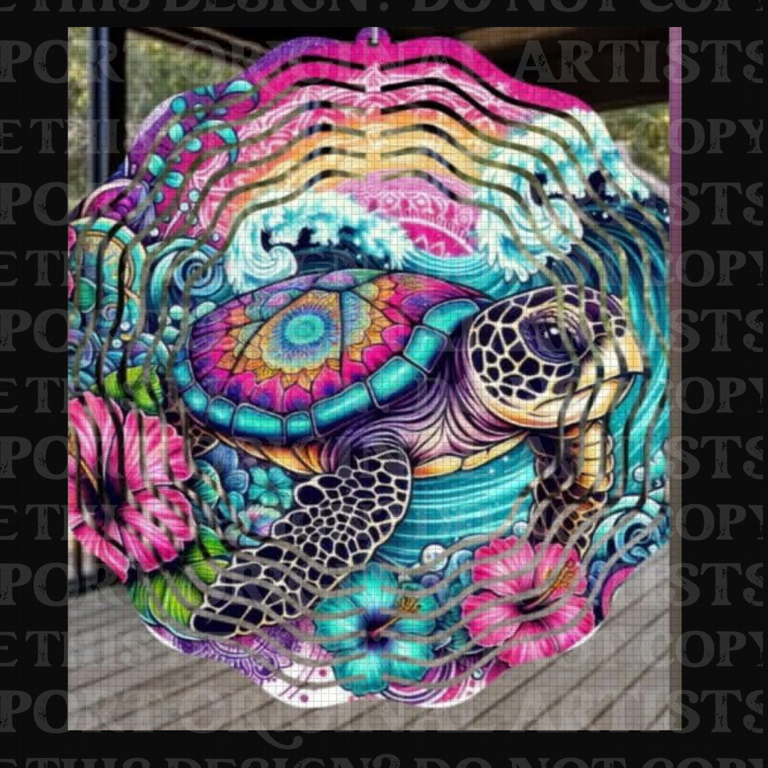 Enchanted Turtle Cove 8 Inch Sublimated Wind Spinner