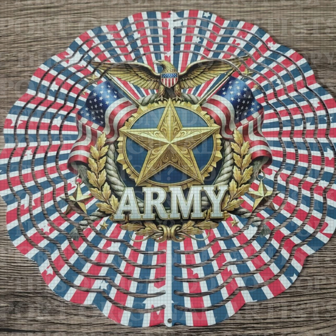 Red White And Blue Army 8 Inch Sublimated Wind Spinner