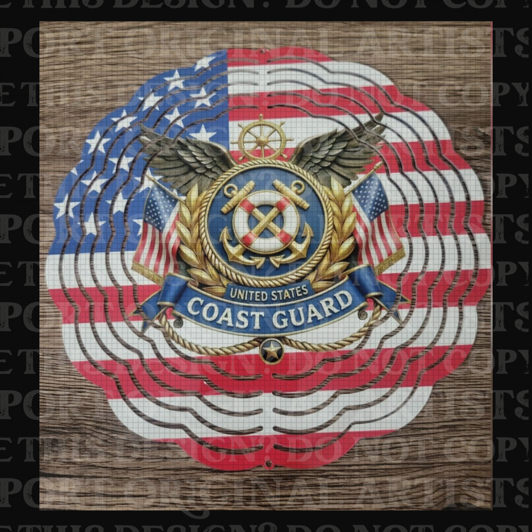 Coast Guard American Flag 8 Inch Sublimated Wind Spinner