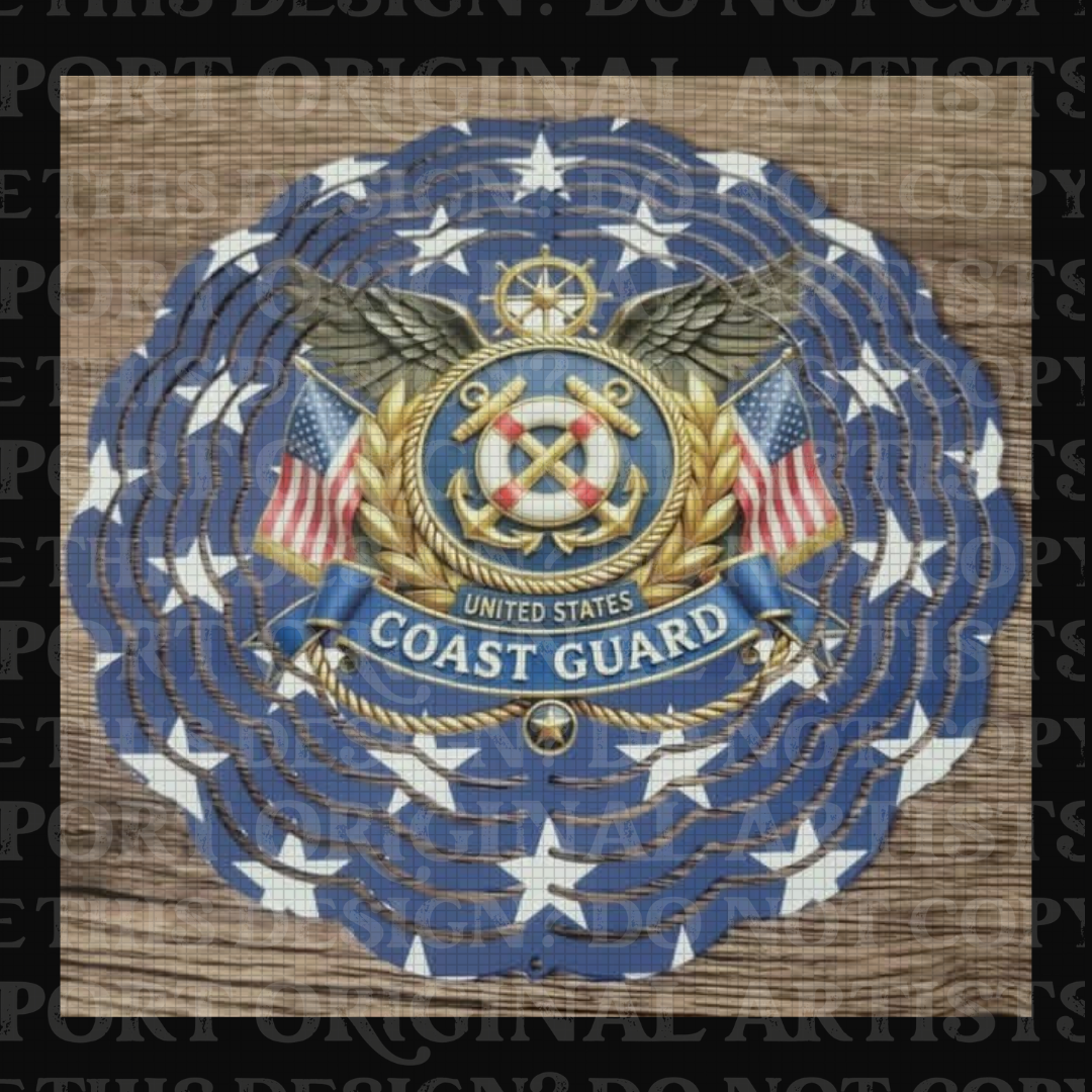 Coast Guard Blue Stars 8 Inch Sublimated Wind Spinner