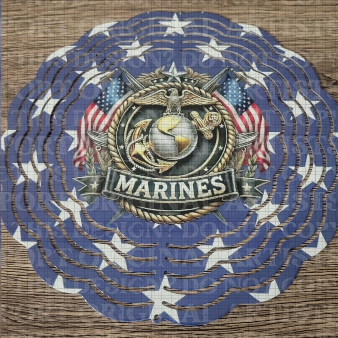 Blues And Stars Marines 8 Inch Sublimated Wind Spinner