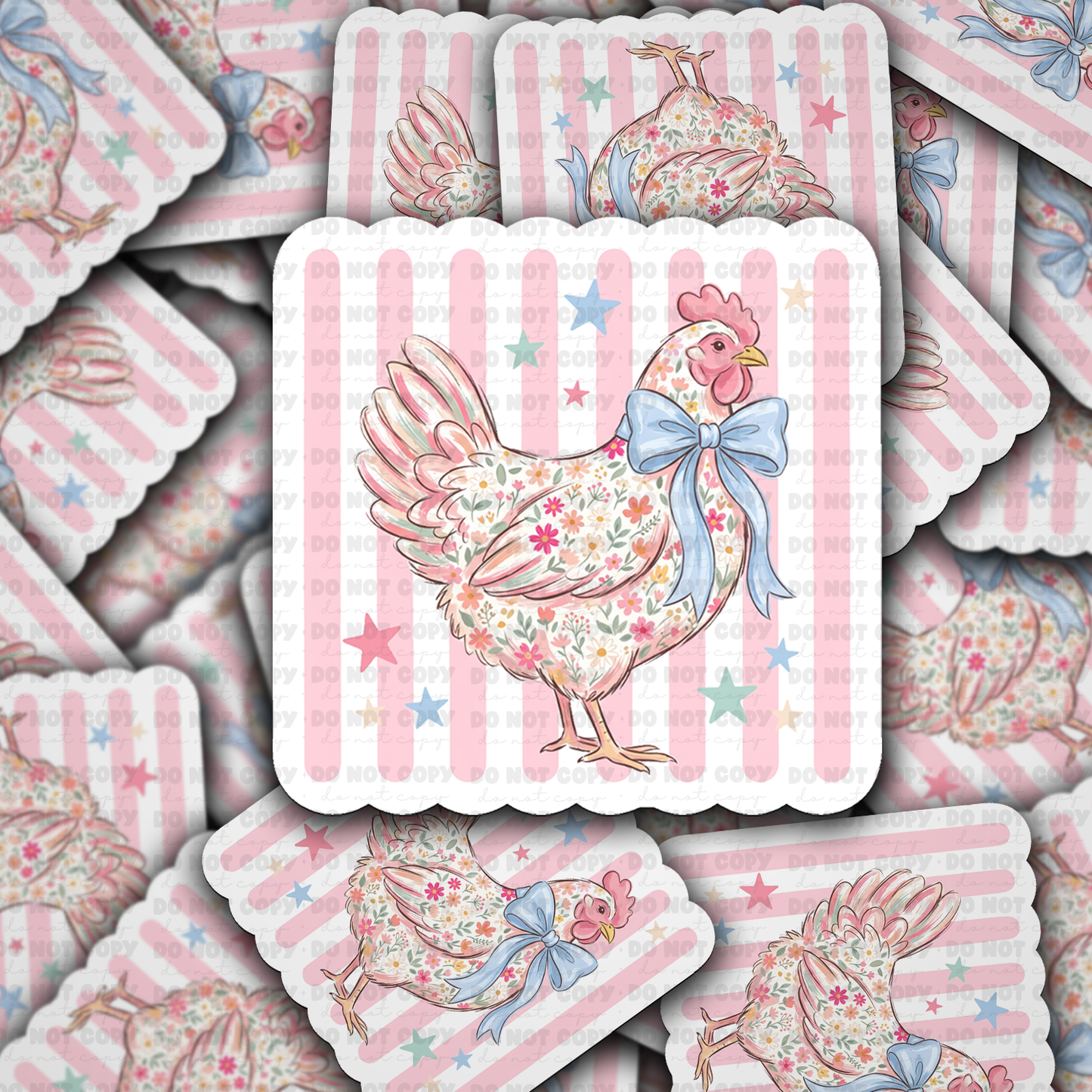 Preppy Chicken Vinyl Die-Cut Sticker
