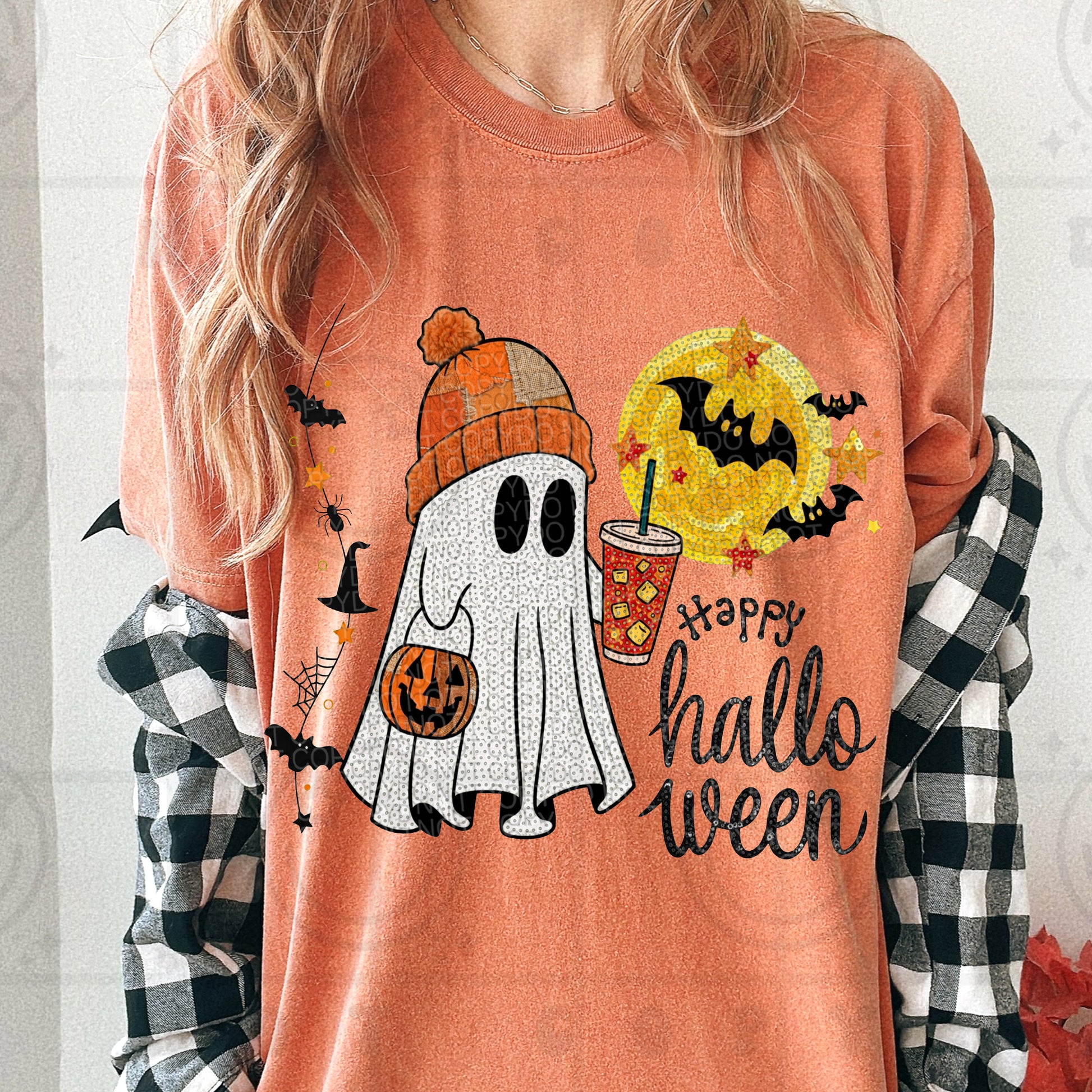Faux Sequin Happy Halloween Graphic Tee