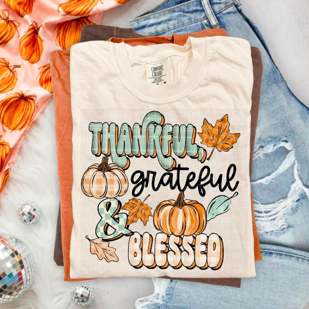 Thankful, Grateful, & Blessed Graphic Tee