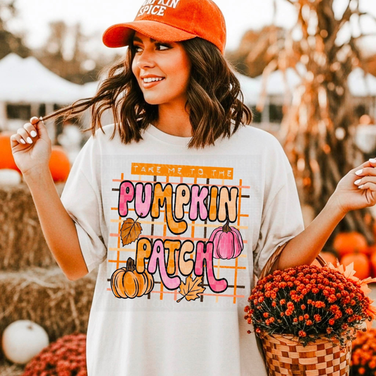 Take Me To The Pumpkin Patch With Lines Graphic Tee