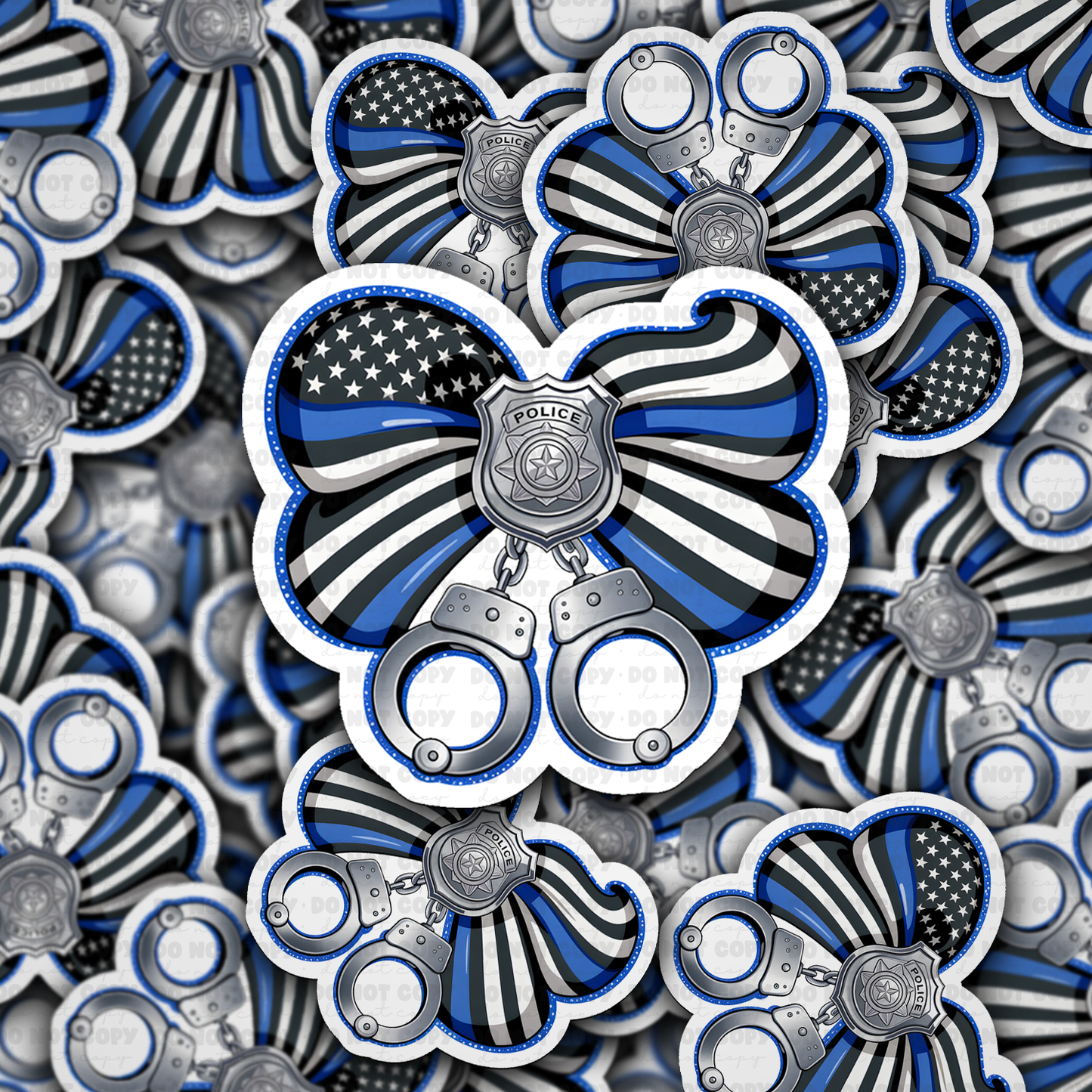 Police Coquette Bow – Thin Blue Line Badge & Handcuff Design