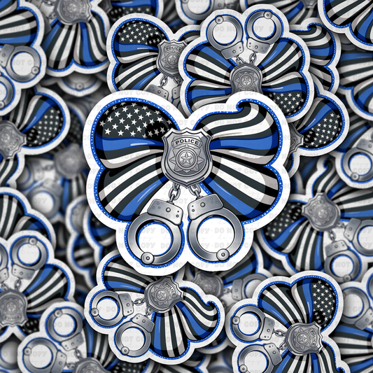 Police Coquette Bow – Thin Blue Line Badge & Handcuff Design