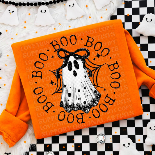Cute Ghost With Boos and Bow Graphic Sweatshirt