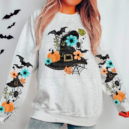 Floral Witch Hat Graphic Sweatshirt