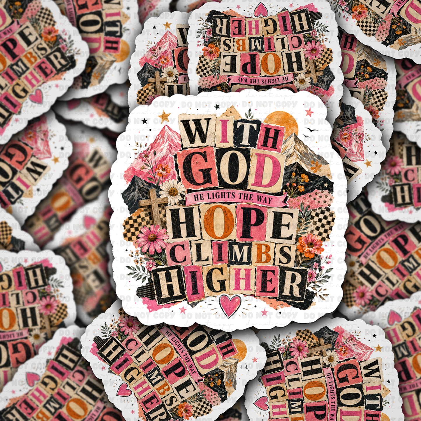 With God Hope Climbs Higher Vinyl Die-Cut Sticker