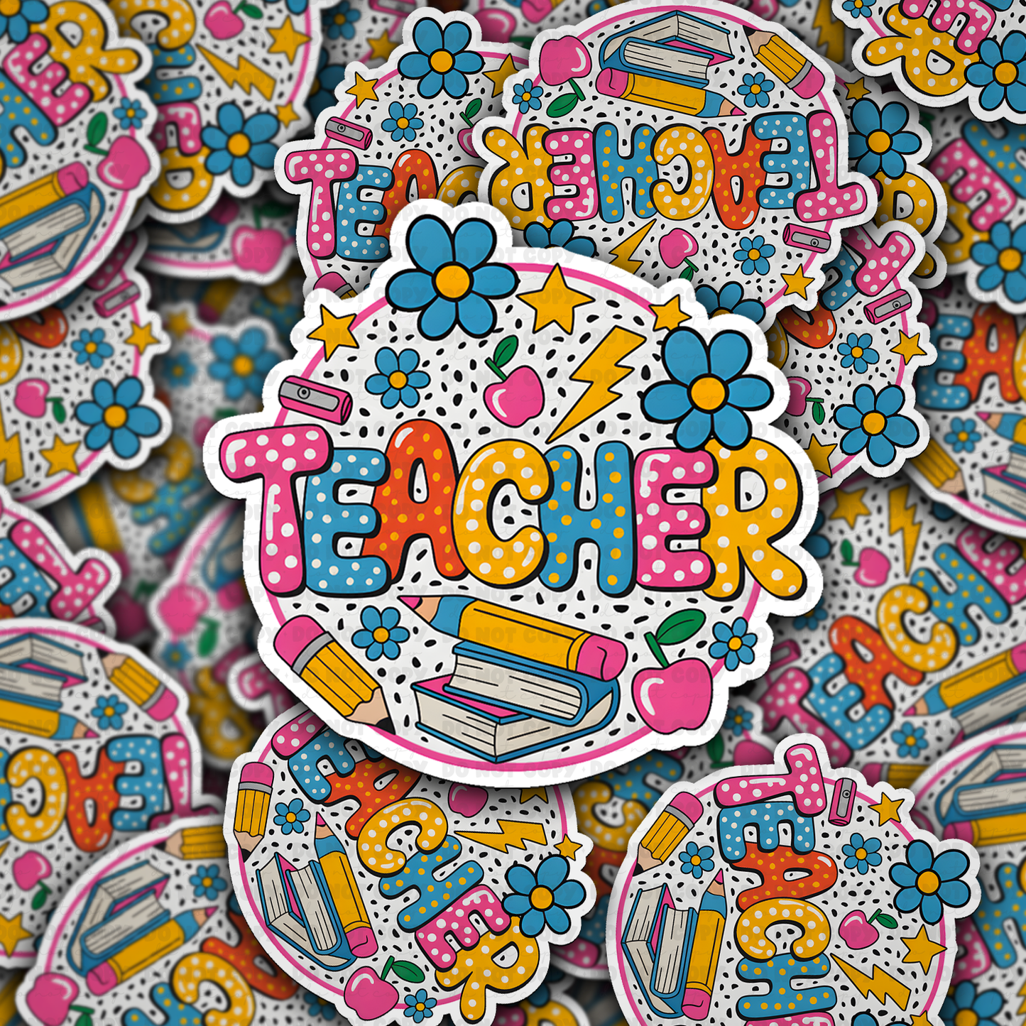 Retro Teacher Doodle Sticker – Colorful School Vibes