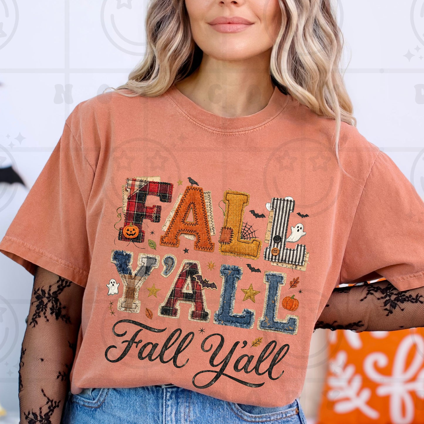 Faux Patchwork Fall Y’all Graphic Tee