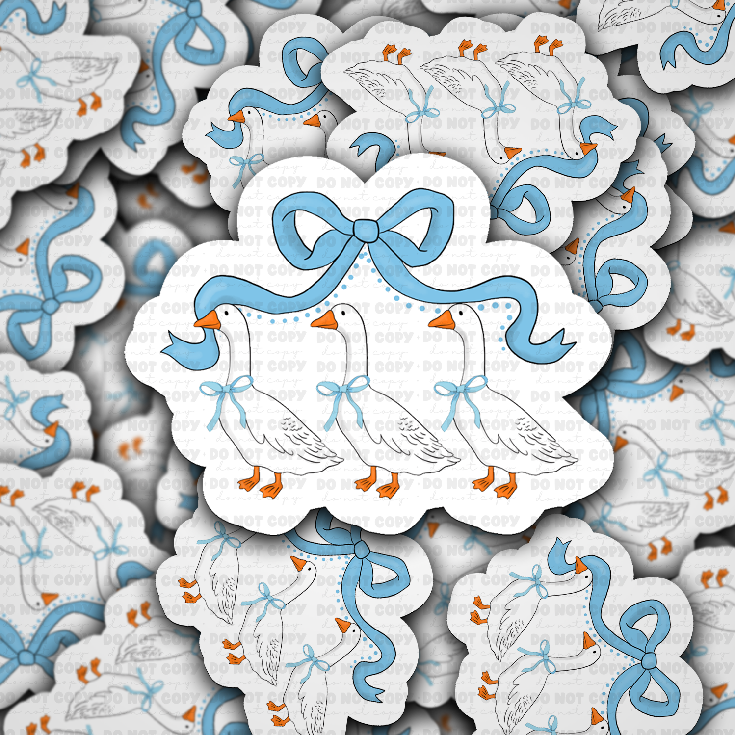 Retro Goose and Bow Vinyl Die-Cut Sticker