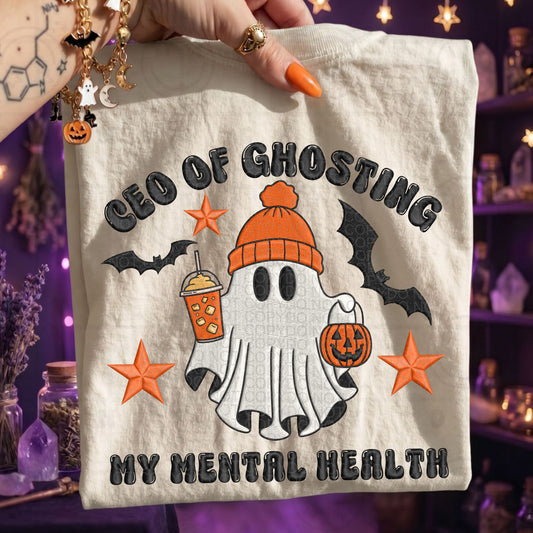 Faux Embroidery CEO of Ghosting My Mental Health Graphic Tee