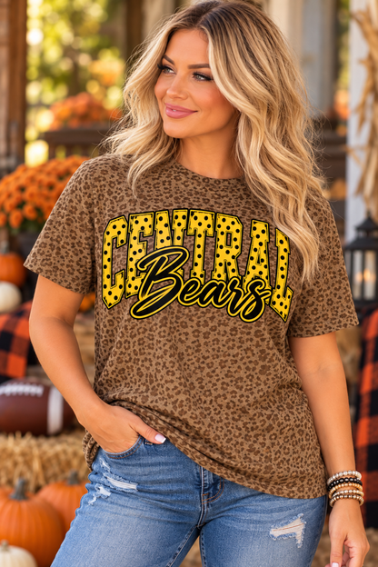Custom School Spirit Leopard Print Tee, Sweatshirt or Long Sleeve