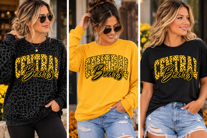 Custom School Spirit Leopard Print Tee, Sweatshirt or Long Sleeve