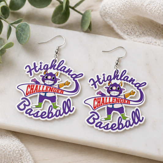Highland Challenger Baseball Sublimation Earrings