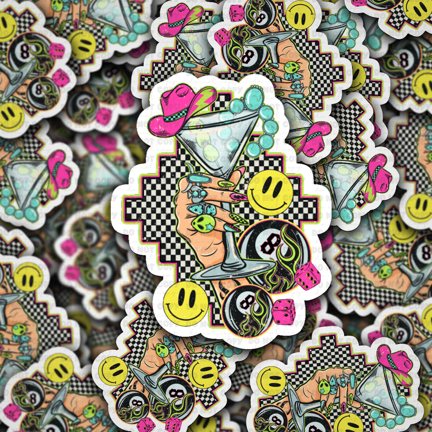 Cowgirl Cocktail vinyl die-cut sticker