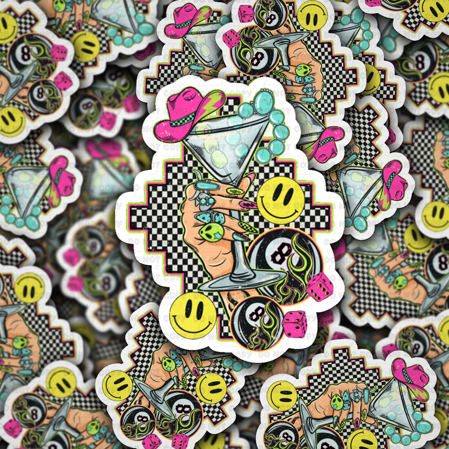 Cowgirl Cocktail vinyl die-cut sticker
