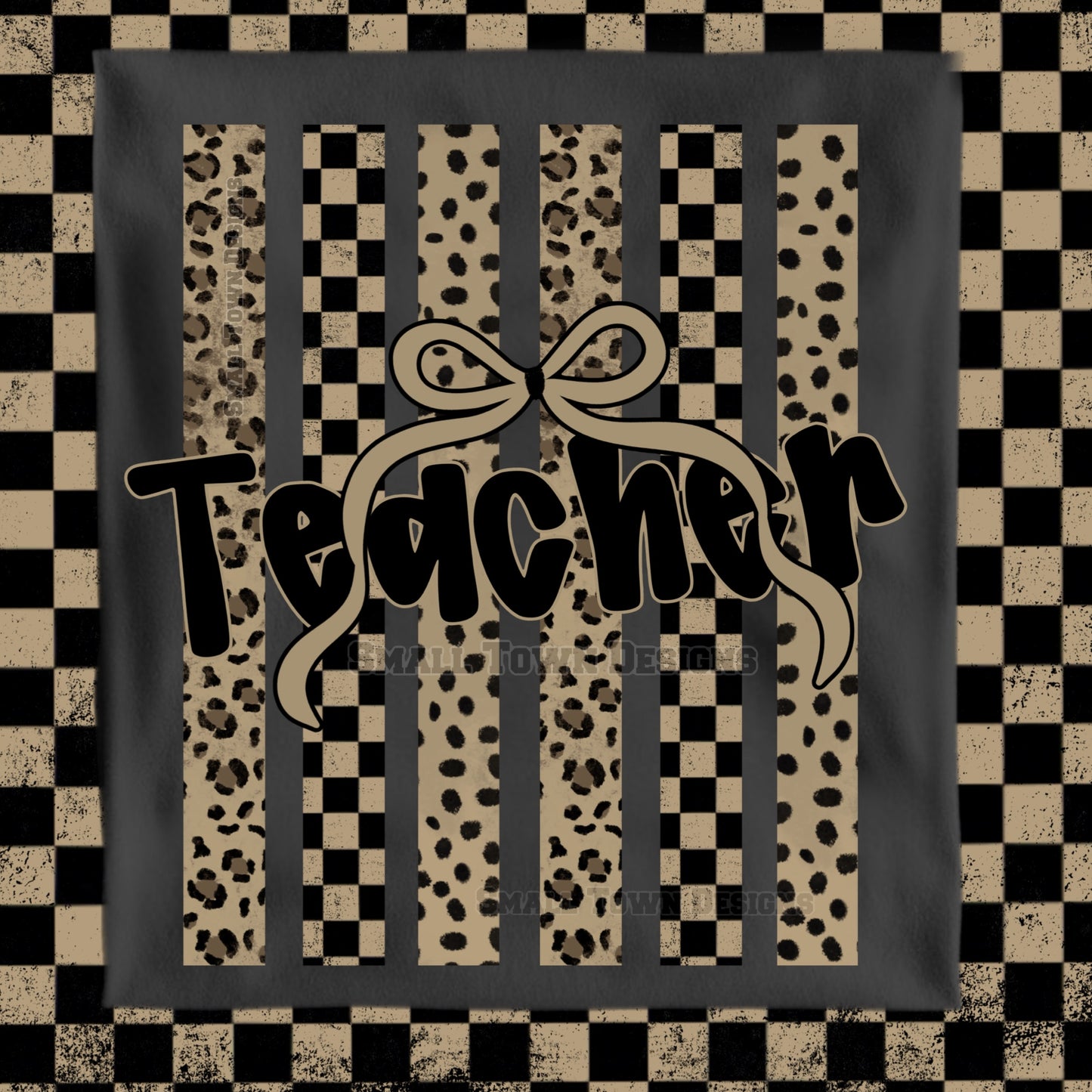School Occupations Checkered and Bows Teacher Graphic Tee