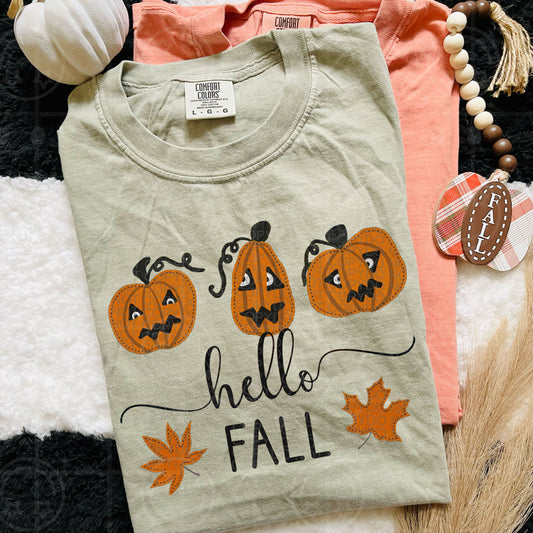 Faux Embroidery Hello Fall Graphic Tee
