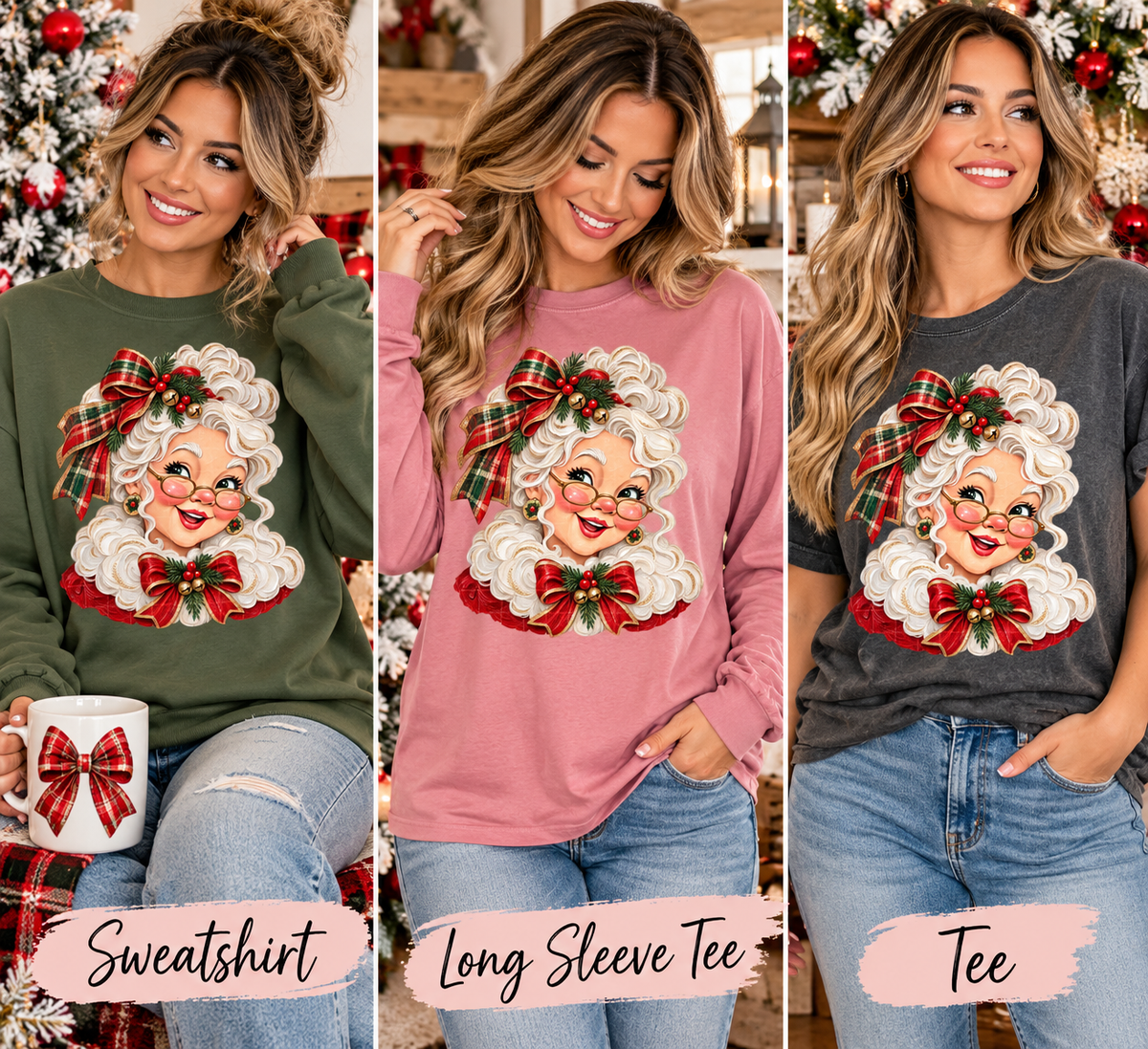 Vintage Mrs. Claus Christmas Tee, Sweatshirt & Long Sleeve