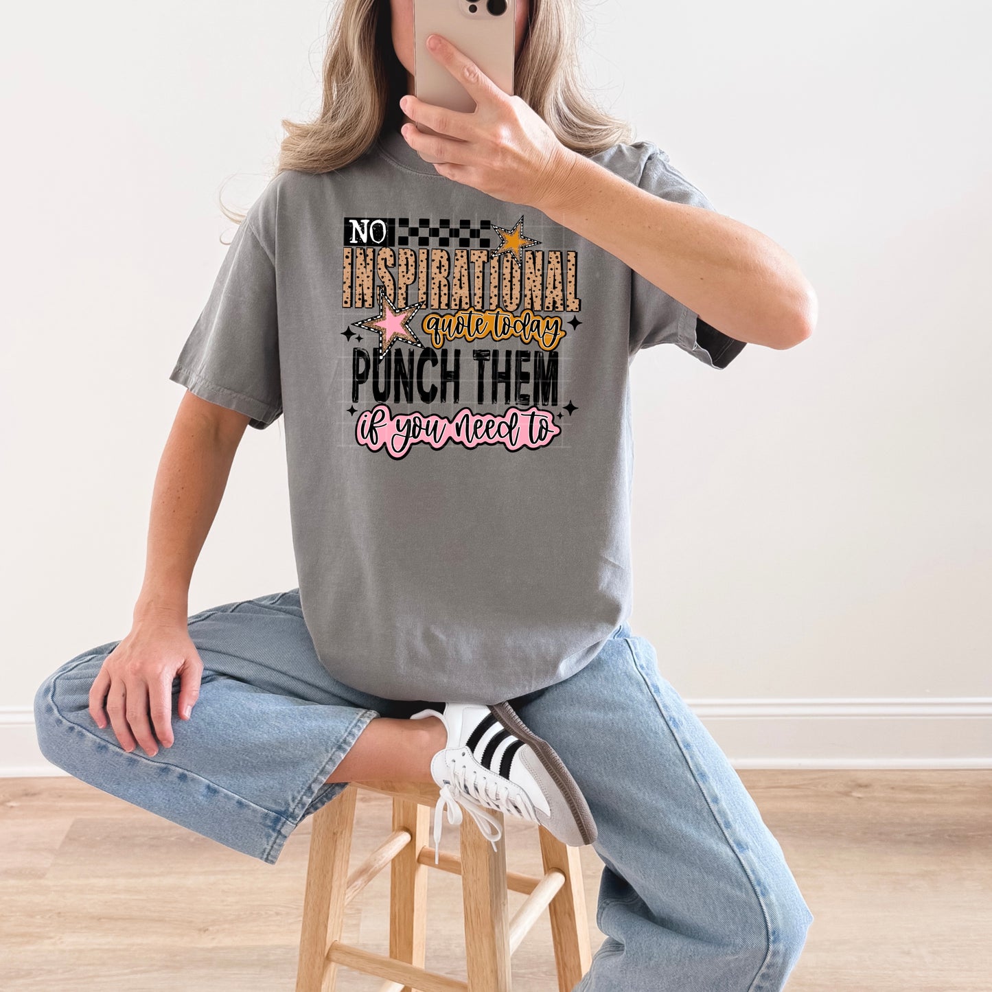 No Inspirational Quote Today Punch Them Graphic T-Shirt – Funny Sassy Tee