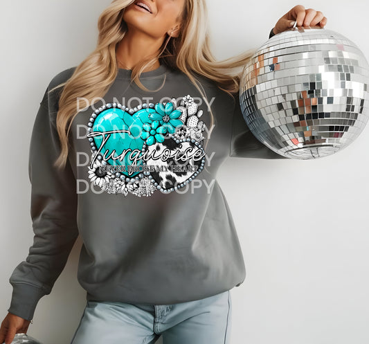 Turquoise Never Broke My Heart Western Graphic Sweatshirt