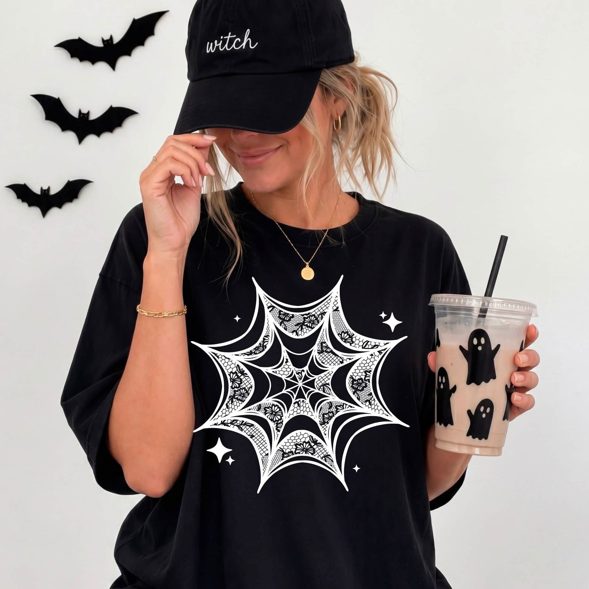 Spooky Spiderweb Halloween Graphic Tee | Black Unisex T-Shirt
