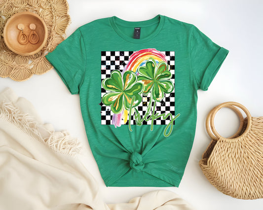 Lucky Shamrock Rainbow Graphic T-Shirt