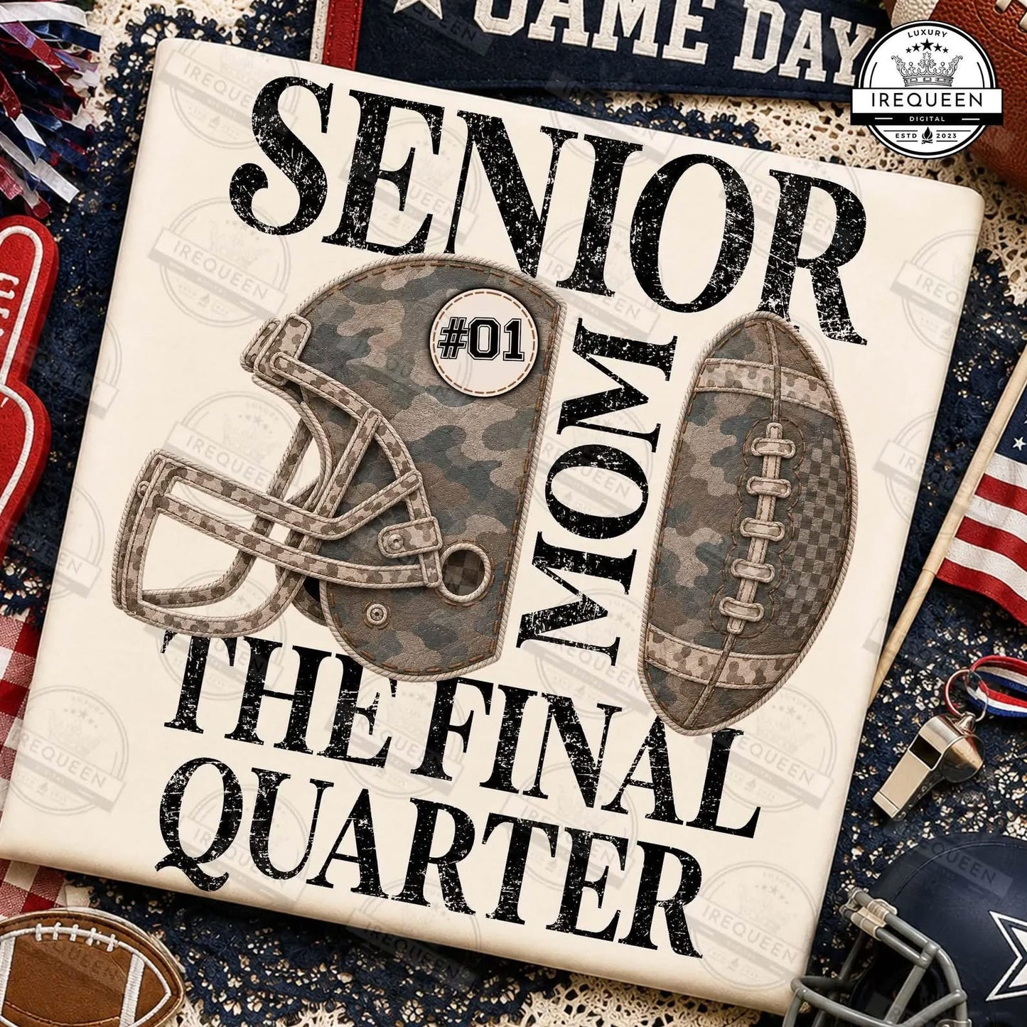 **Senior Mom Final Quarter Football Graphic Tee or Sweatshirt – Game Day Senior Year Shirt**