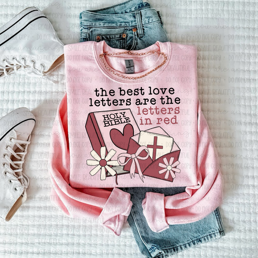 The Best Love Letters Are the Letters in Red Graphic Sweatshirt – Faith-Inspired Christian Top