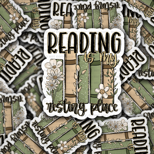 Reading is my resting place vinyl die-cut sticker