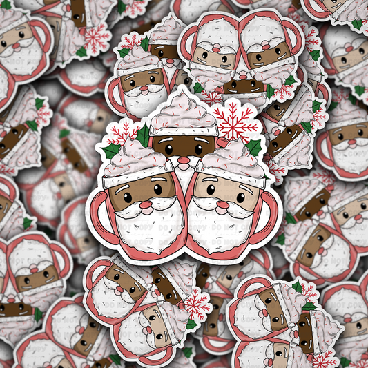 Santa trio mug vinyl die-cut sticker