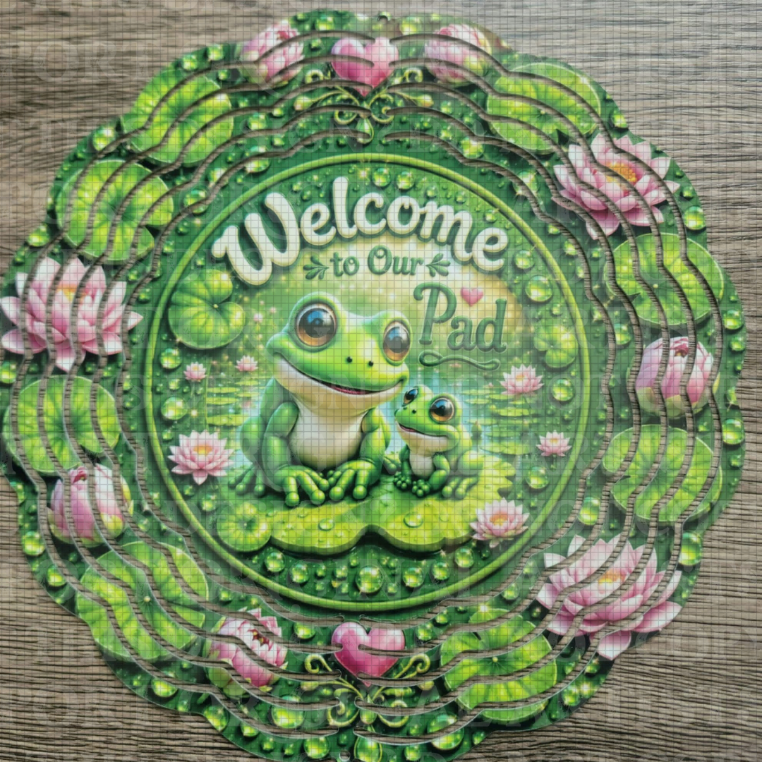 Welcome To Our Pad 8 Inch Sublimated Wind Spinner